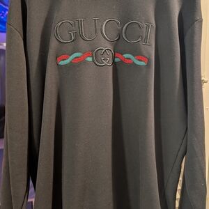 Gucci Black Crewneck Sweater with Vibrant Accents